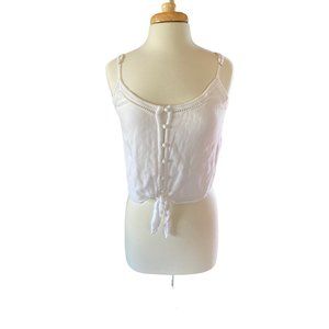 Hollister White Crop Spaghetti Strap Tie Knot Tank Juniors M